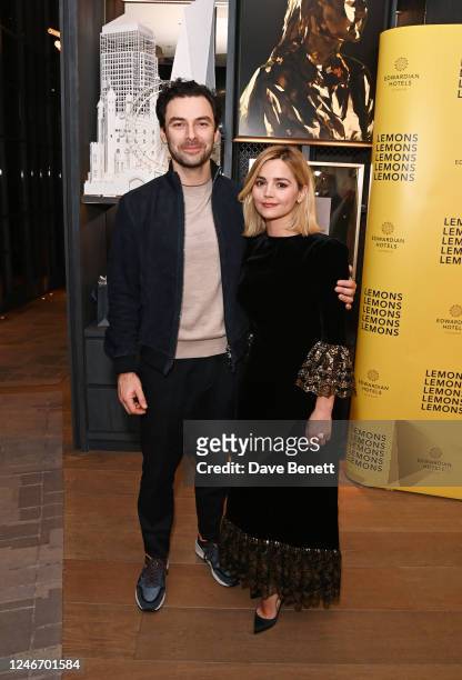 Cast members Aidan Turner and Jenna Coleman attend the press night after party for "Lemons, Lemons, Lemons, Lemons, Lemons" at the The Londoner Hotel...