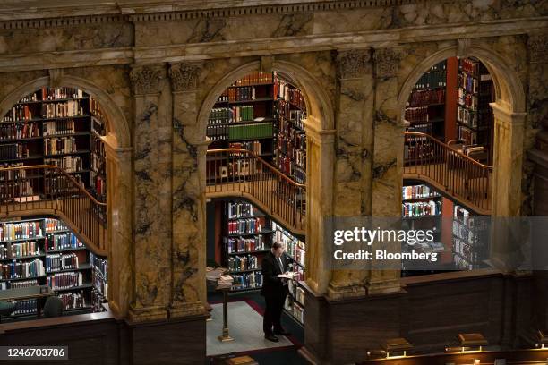 The Reading Room at the Library of Congress in Washington, DC, US, on Tuesday, Jan. 31, 2023. Republicans and Democrats are at odds over raising the...