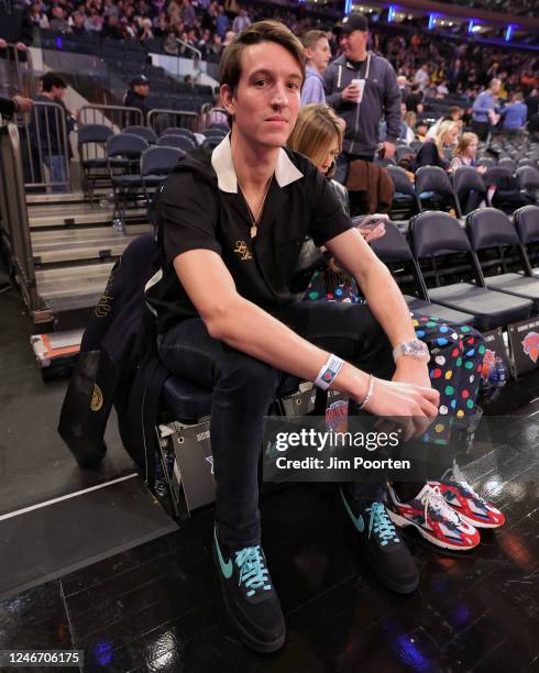 Alexandre Arnault takes in the game of the Los Angeles Lakers against the New York Knicks on January 31, 2023 at Madison Square Garden in New York,...