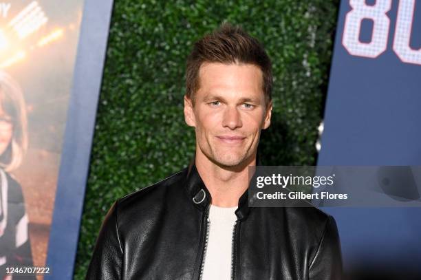 Tom Brady at the premiere of "80 For Brady" held at Regency Village Theatre on January 31, 2023 in Los Angeles, California.