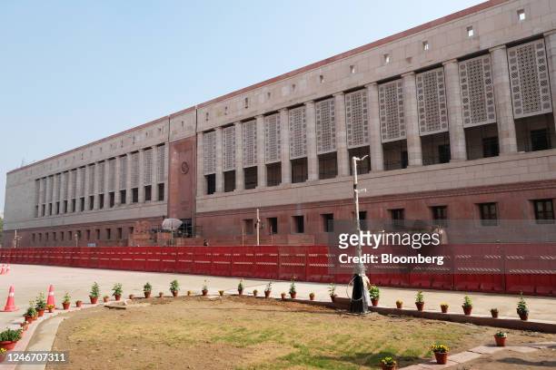 The new parliament building under construction in New Delhi, India, on Tuesday, Jan. 31, 2023. 2023. India will unveil its budget Wednesday, testing...
