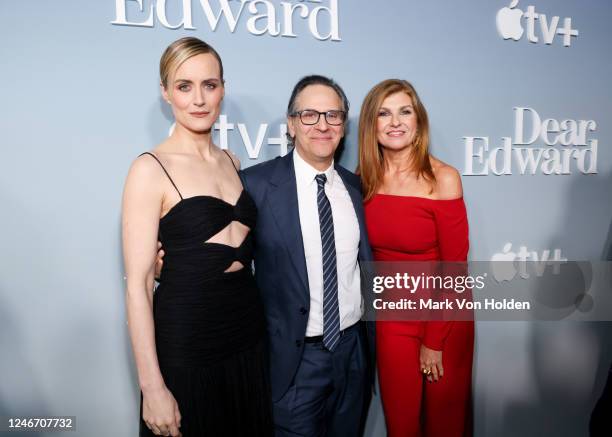 Taylor Schilling, Jason Katims and Connie Britton at the premiere of "Dear Edward" held at Directors Guild of America on January 31, 2023 in Los...
