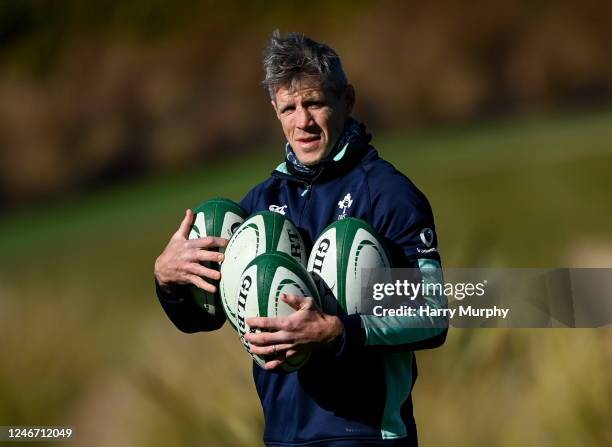 Quinta da Lago , Portugal - 1 February 2023; Ireland defence coach Simon Easterby during Ireland rugby squad training at The Campus in Quinta da...