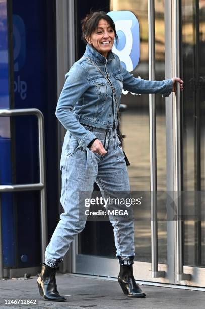 February 1: Davina McCall is seen arriving at Global Studios on February 1, 2023 in London.