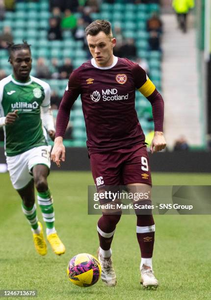 Hearts' Lawrence Shankland during a Scottish Cup Fourth Round match between Hibernian and Heart of Midlothian at Easter Road, on January 22 in Perth,...