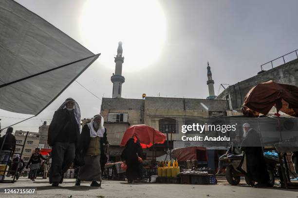 Palestinians do shopping at the public market as daily life continues in Rafah, Gaza on February 01, 2023. Palestinians, who are trying to survive in...
