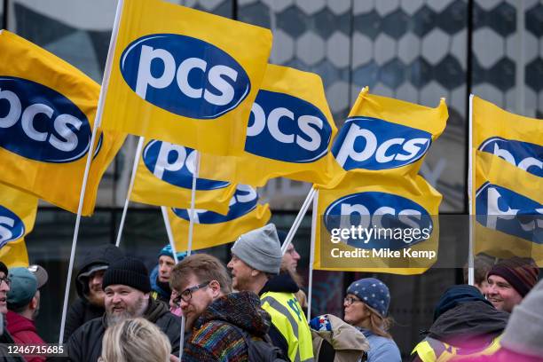 National Education Union strike action rally in Centenary Square on 1st February 2023 in Birmingham, United Kingdom. Teachers from the NEU across the...