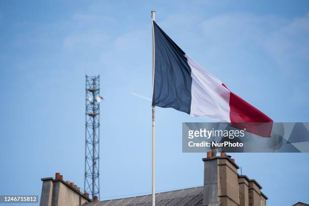 French flag at the Elysee Palace, Paris, 1 February 2023.