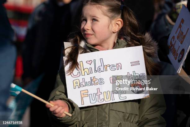 Striking teachers with the Teachers Education Union stage a rally in Windrush Square, Brixton on the first of seven days of industrial action, on 1st...