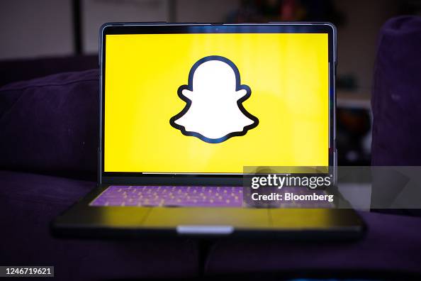Snapchat Notebook The Snapchat logo on a laptop computer arranged in... News Photo ...