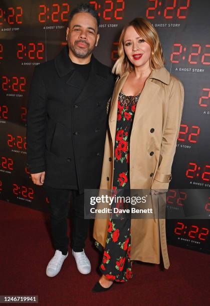 Justin Scott and Kimberley Walsh attend the press night performance of "2:22 A Ghost Story" featuring Cheryl at The Lyric Theatre on February 1, 2023...