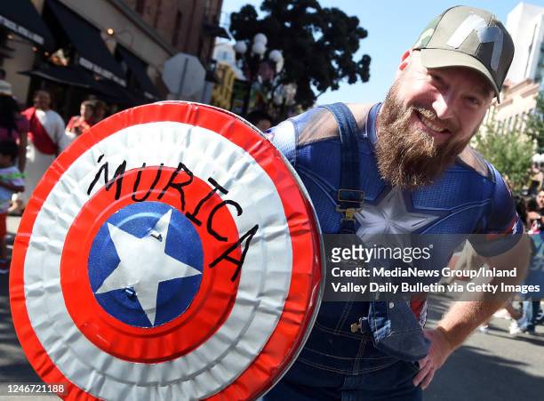 Derek Lee, of Vista, as Captain 'Murica outside the San Diego Convention Center during Comic-Con International in San Diego, CA., Thursday, July 20,...