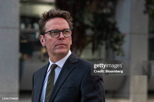 James Murdoch, founder and chief executive officer of Lupa Systems, departs court in San Francisco, California, US, on Wednesday, Feb. 1, 2023....