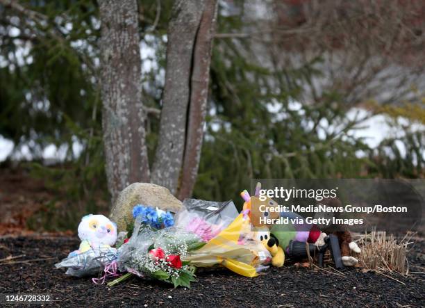 January 25: A makeshift memorial in front of 47 Summer Street, the home of Lindsay Clancy who strangled her three children and then attempted...