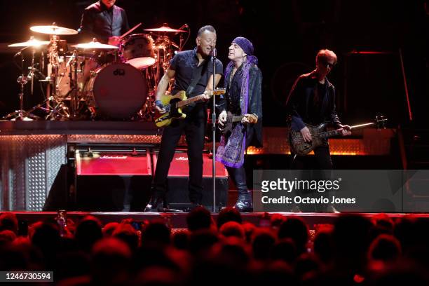 Bruce Springsteen and Steven Van Zandt of the E Street Band perform at the Amalie Arena on February 1, 2023 in Tampa, Florida.