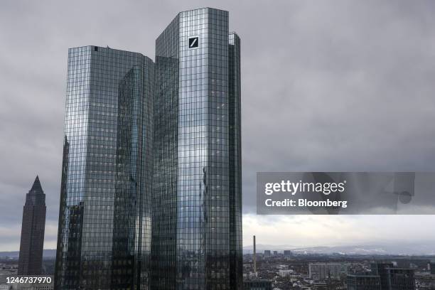The headquarters of Deutsche Bank AG in the financial district of Frankfurt, Germany, on Thursday, Feb. 2, 2023. Deutsche Bank vowed to increase...