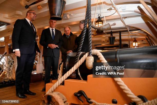 Australia's Foreign Minister Penny Wong and Australia's Defence Minister and Deputy Prime Minister Richard Marles, together with British Defence...