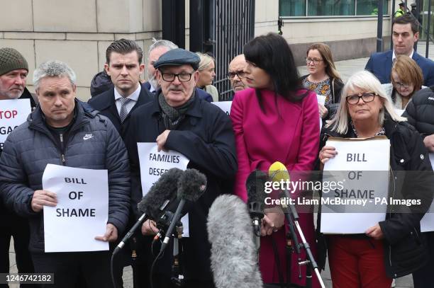 The family of Aidan McAnespie and their supporters cousin Brian Gormley, brother Sean McAnespie, Grainne Teggart from Amnesty International and...