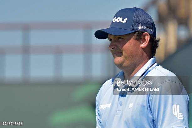 American golfer Patrick Reed looks on during the PIF Saudi International in King Abdullah Economic City, north of Saudi Arabia's Red Sea coastal city...