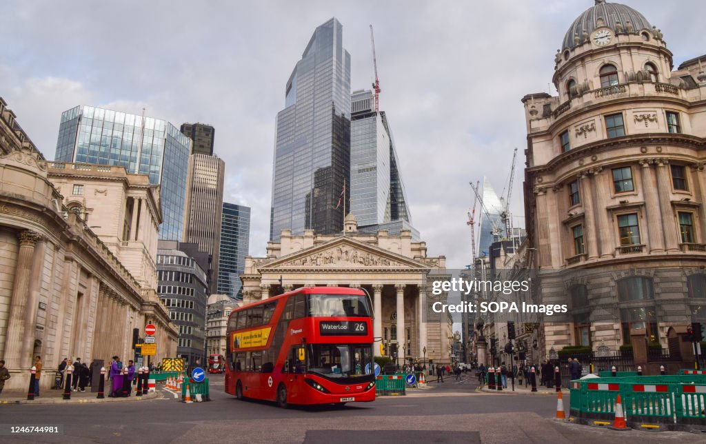 A general view of the Royal Exchange and the Bank of England...