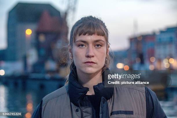 February 2023, Mecklenburg-Western Pomerania, Stralsund: Actress Sophie Pfennigstorf as Inspector Jule Zabek is on the set of the Saturday crime...