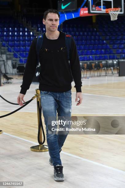 Kyle Kuric, #24 of FC Barcelona arriving to the arena prior the 2022-23 Turkish Airlines EuroLeague Regular Season Round 23 game between FC Barcelona...