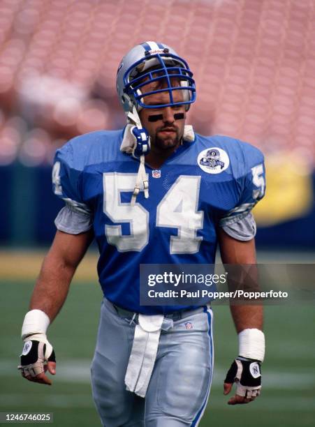 Detroit Lions linebacker Chris Spielman after the NFL regular season match between Los Angeles Rams and Detroit Lions at Anaheim Stadium on October...