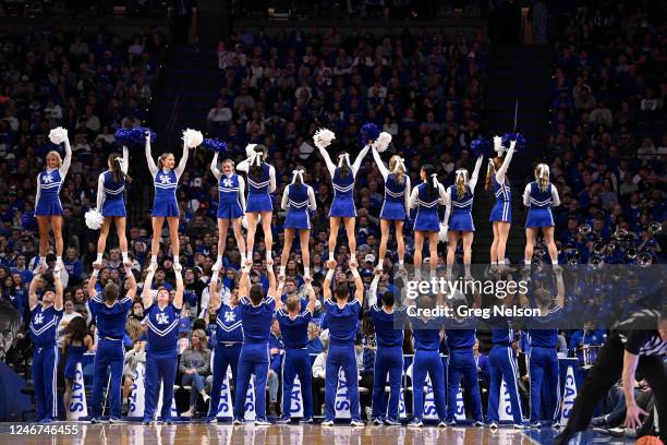 Kentucky cheerleaders perform vs Texas A&M at Rupp Arena. Lexington, KY 1/21/2023 CREDIT: Greg Nelson