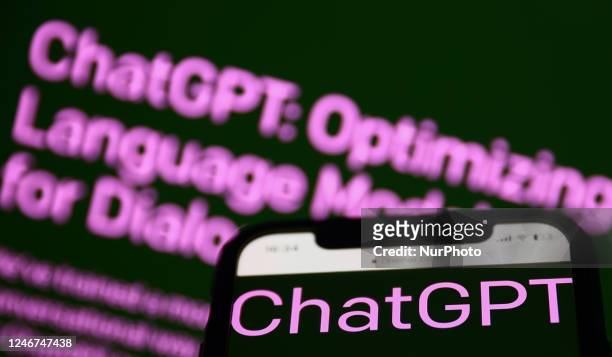 ChatGPT sign on OpenAI website is seen displayed on phone and laptop screens in this illustration photo taken in Krakow, Poland on February 2, 2023.