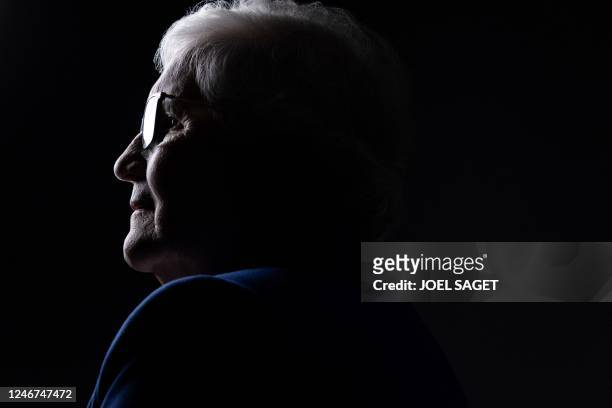Polish Holocaust survivor of the Auschwitz-Birkenau concentration and extermination camp, Lidia Maksymowicz poses during a photo session in Paris on...