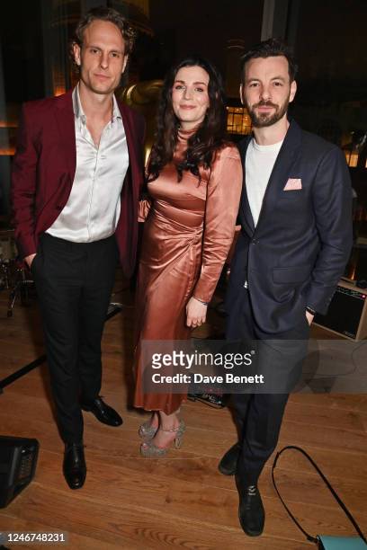 Jack Fox, Aisling Bea and Gethin Anthony attend the Vanity Fair EE Rising Star party 2023 at JOIA on February 2, 2023 in London, England.