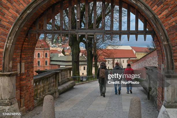 Less tourists during the cold winter days in Krakow, Poland on February 02, 2023. In 2022, Poland's GDP increased by 4.9 percent. This means that in...