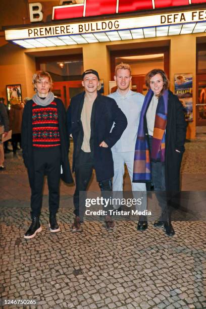 Lana Cooper, Julius Nitschkoff, Andre Szardenings and Karin Hanczewski attend the Bulldog premiere at Babylon Kino on February 2, 2023 in Berlin,...