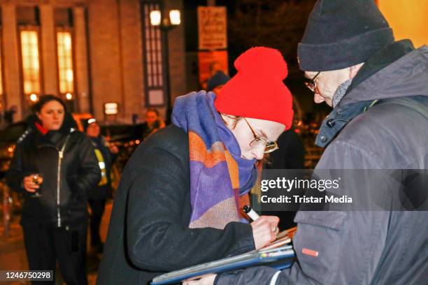 Karin Hanczewski attends the Bulldog premiere at Babylon Kino on February 2, 2023 in Berlin, Germany.