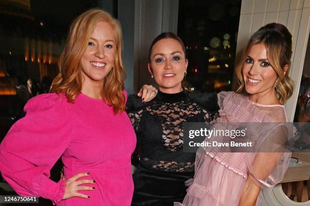 Sarah-Jane Mee, Arielle Free and Zoe Hardman attend the Vanity Fair EE Rising Star party 2023 at JOIA on February 2, 2023 in London, England.
