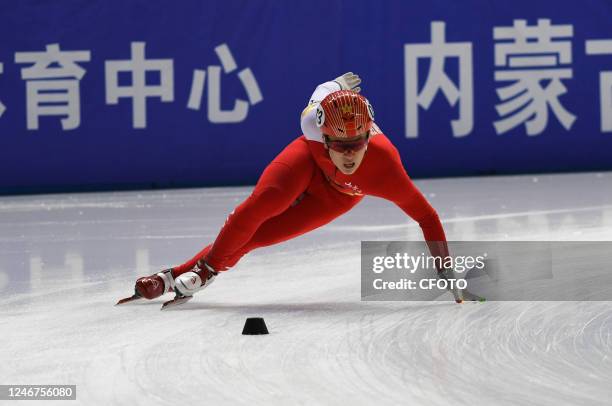 Athletes compete in the men's nine-lap chase final of the youth group in Hohhot, Inner Mongolia Autonomous region, China, Feb. 3, 2023. Ebruary 4,...