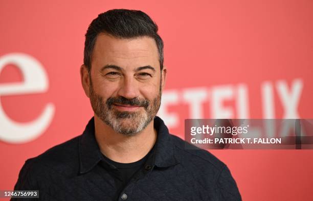 Talk show host/comedian Jimmy Kimmel arrives for the world premiere of "Your Place or Mine" at the Regency Village Theater in Los Angeles,...