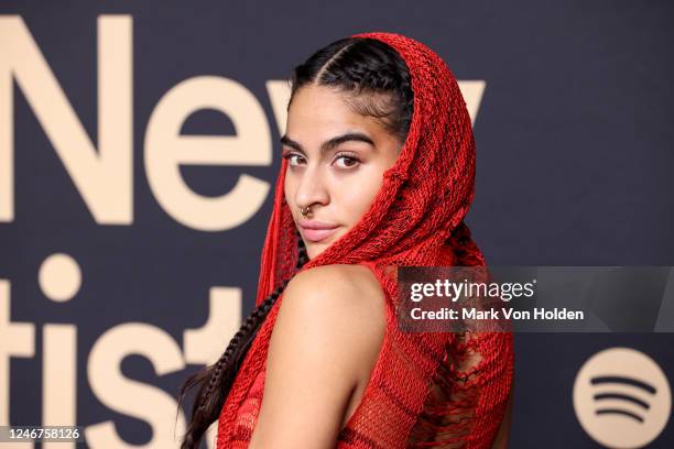 Jessie Reyez at the Spotify Best New Artist Event held at Pacific Design Center on February 2, 2023 in West Hollywood, California.