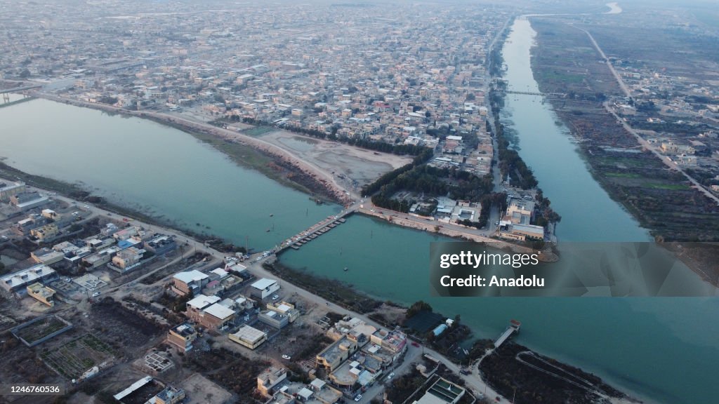 Basra Rivers An aerial view of the Al-Qurnah region in Basra, Iraq on January 31 ...