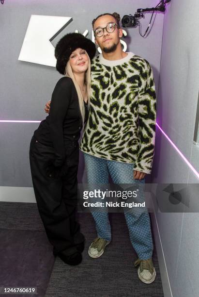 Anne-Marie poses with presenter Perri Kiely as she visits Bauer Media at 1 Golden Square on January 18, 2023 in London, England.