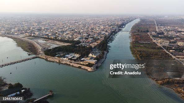Basra Rivers An aerial view of the Al-Qurnah region in Basra, Iraq on January 31 ...