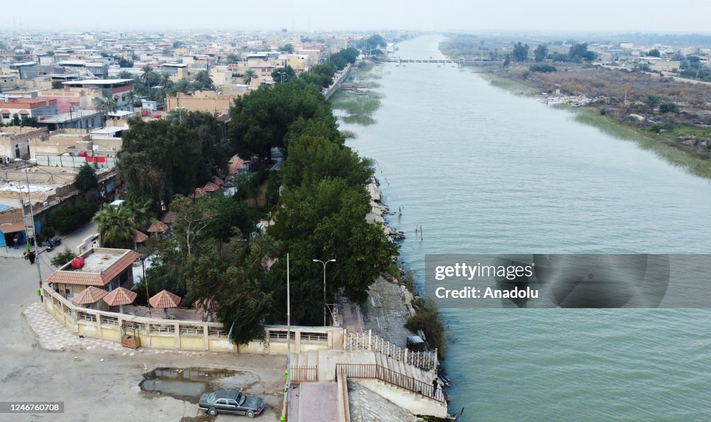 Basra Rivers An aerial view of the Al-Qurnah region in Basra, Iraq on January 31 ...