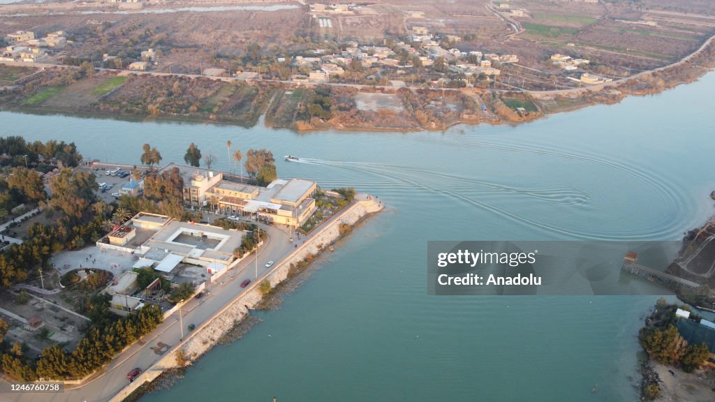 Basra Rivers An aerial view of the Al-Qurnah region in Basra, Iraq on January 31 ...
