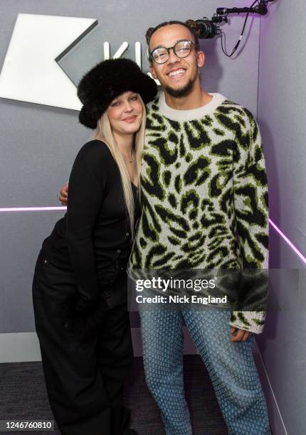 Anne-Marie poses with presenter Perri Kiely as she visits Bauer Media at 1 Golden Square on January 18, 2023 in London, England.