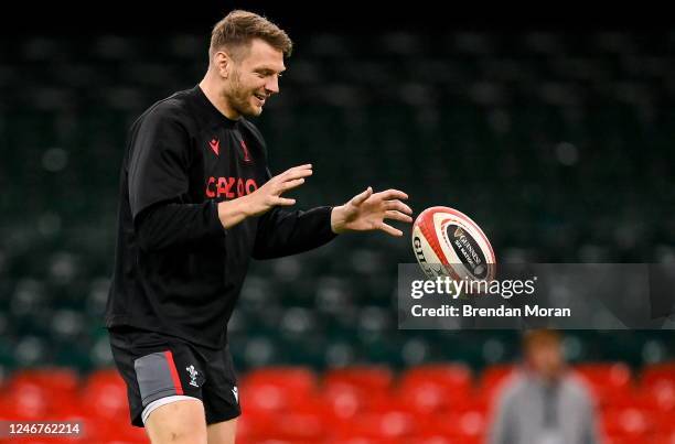Wales , United Kingdom - 3 February 2023; Dan Biggar during the Wales rugby captain's run at Principality Stadium in Cardiff, Wales.