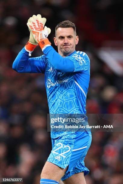 Tom Heaton of Manchester United during the Carabao Cup Semi Final 2nd Leg match between Manchester United and Nottingham Forest at Old Trafford on...