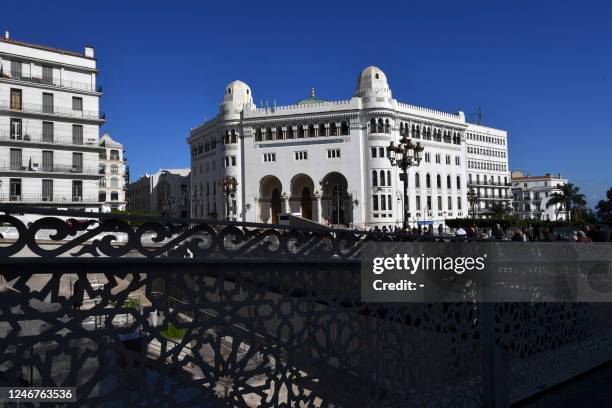 General view of the Central Post Office in downtown Algiers on January 2, 2023.