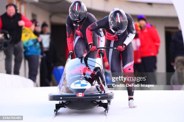 Ribi Bianca, Voss Erica of Canada in action during the women's 2-man bobsleigh final of the BMW IBSF Bobsleigh and Skeleton World Championship 2023...