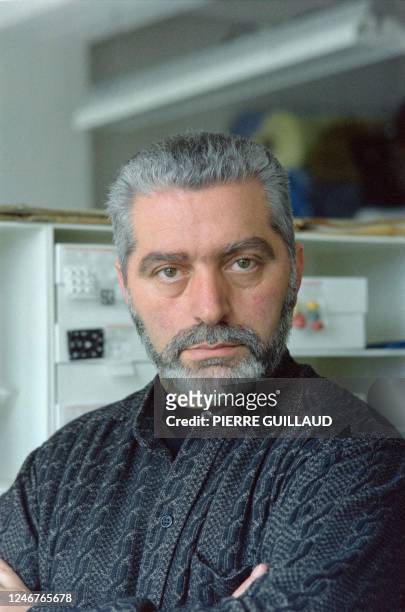 Portrait taken on March 1, 1987 shows French-Spanish fashion designer Paco Rabanne at his sewing workshop in Paris.