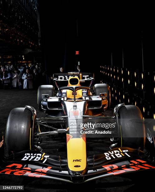 View of Formula One 2023 car as Red Bull launches it in New York, United States on February 03, 2023.